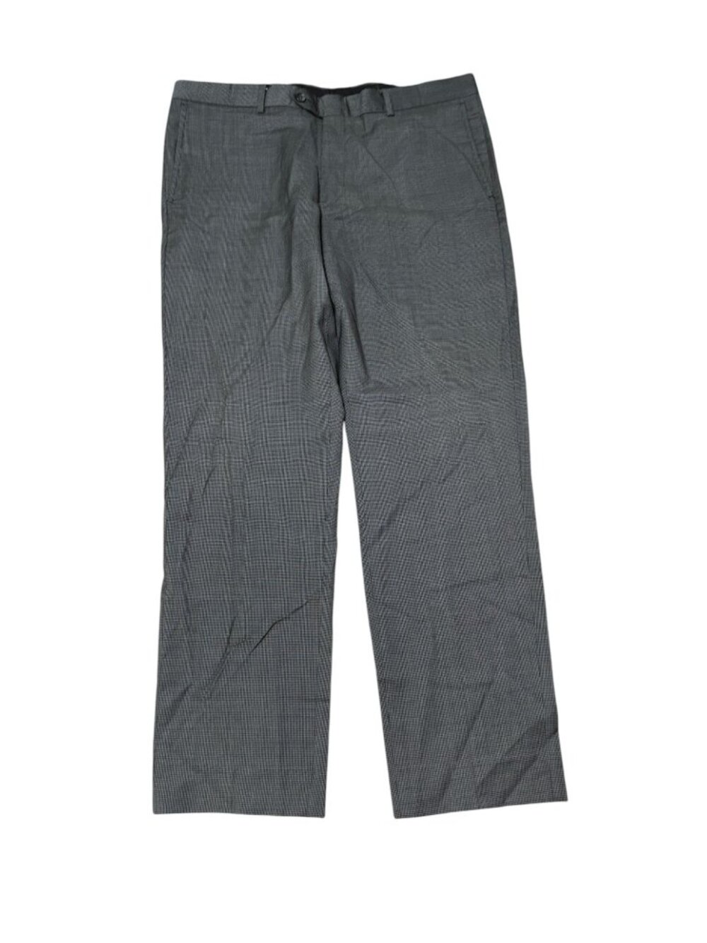 Nordstrom Men's Shop 36W Thin Wool Slacks Gray Houndstooth